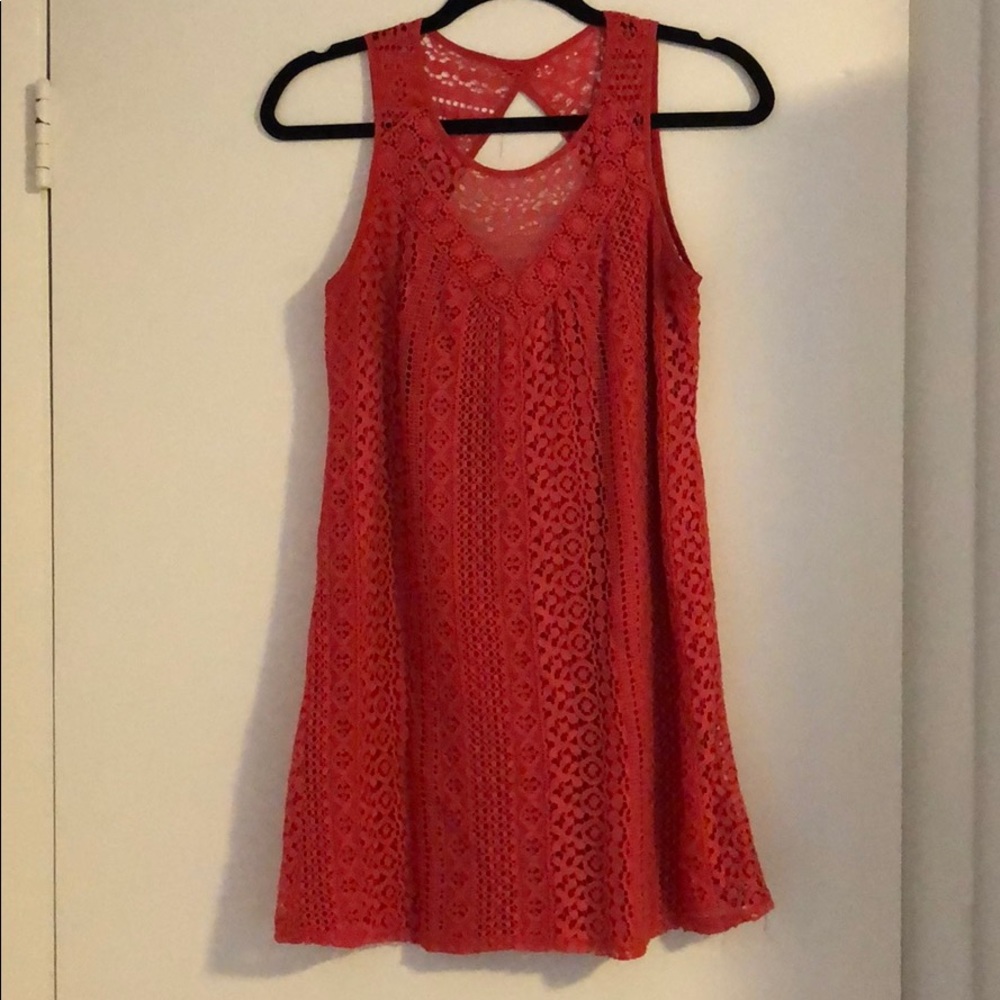Red/pink lace shift dress, medium